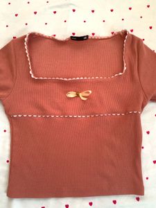 Cute Pink Square Neck Top
