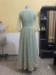 Elegant Mint Green Embroidered Gown