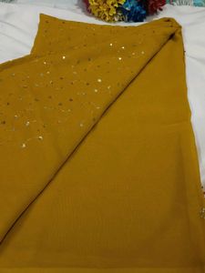 Yellow Sequined Dupatta with Tassels