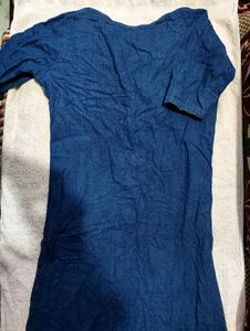 Embroidered Denim Kurta