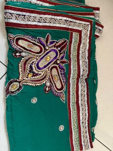 Embellished Green Saree