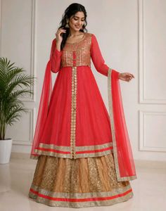 Stunning Red & Gold Embellished Lehenga Set