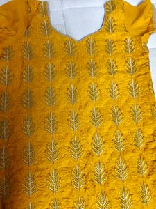 Embroidered Yellow Kurta Set