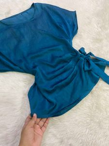 Teal Tie-Waist Top