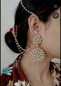 Exquisite Kundan &amp; Pearl Dangle Earrings and mangt