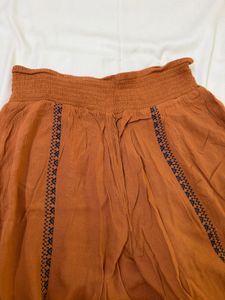 Orange Embroidered Palazzo Pants