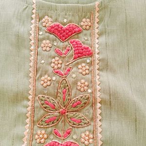 Neck Embroidery Work Kurti Set