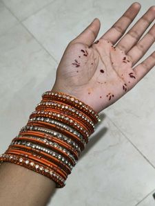 Sparkling Orange &amp; Crystal Bangles Set