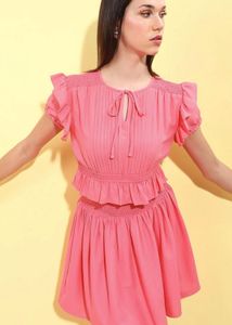 Chic Pink Smocked Waist Mini Dress
