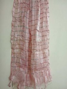 Light Pink Dupatta with Colorful Stripes