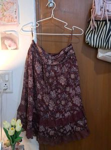 Bohemian Floral Print Midi Skirt
