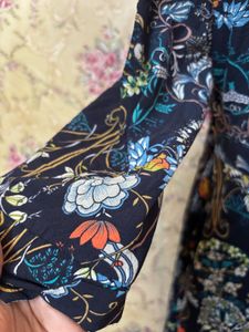 Navy Floral Midi Dress