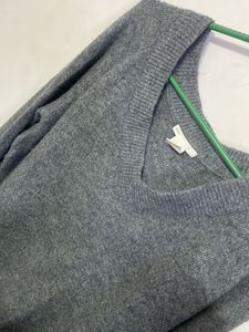Gray V-Neck Knit Sweater