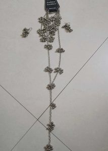 New Oxidized Silver Necklace,Earring, 2 bracelet