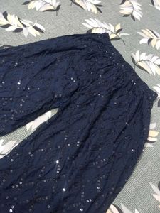 Embroidered Navy Blue Palazzos