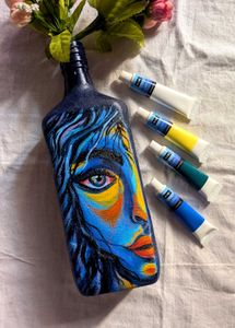 HandPainted Abstract Woman Art Decorative Bottle