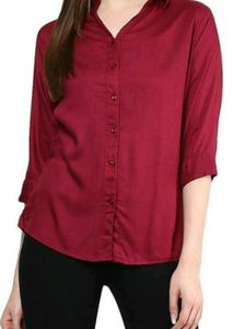 Chic Burgundy Button-Up Top