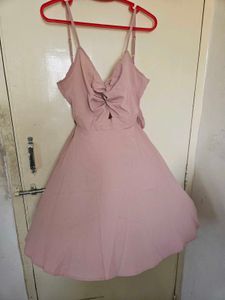 Chic Pink Bow Detail Dress