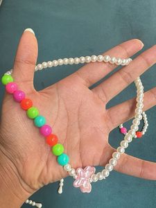 Pearl Jewelry Set with Colorful Beads