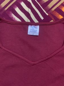 Maroon V-Neck Puff Sleeve Top
