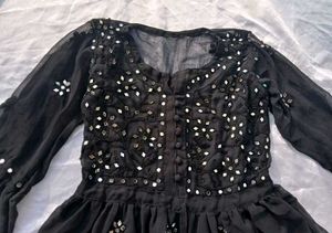 Black Kurta with Mirror Work