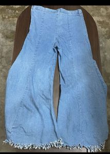 Stylish Light Wash Denim Flare Pants