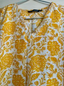 Vibrant Yellow Floral Print Kurta
