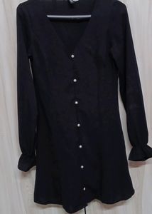 Black Button-Down Mini Dress