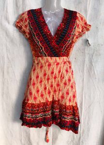 4329. Bohemian Print Wrap Dress