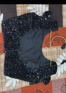Sparkling Black Sequin Blouse