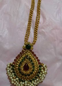 Set of Lakshmi Earrings, Necklace, Ban
