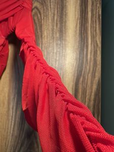 Stunning Red Ruched Off-Shoulder Maxi Dress