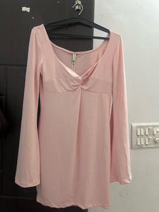 pastel Pink Twist Front newme mini dress