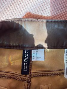 H&amp;M Brown Faux Leather Mini Skirt