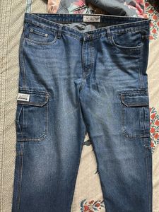 Men's Blue Denim Cargo Jeans totally new