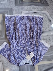 Shein Zebra Print Top with Lace Trim