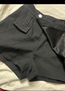 Chic Black Skort with White Stitching