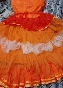 Orange Tulle Layered Party Gown