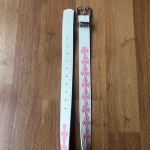 chrome heart style White & Pink Cross Belt