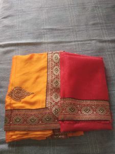 Elegant Orange Silk Saree with Embellishments
