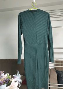 New Look Green Ribbed Midi Dress