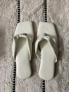 White Flat Slippers