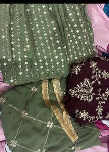 Elegant Maroon &amp; Olive Green Suit