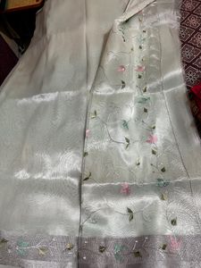 Pastel pista organza saree