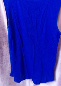Blue Lace net Detail Sleeveless Top