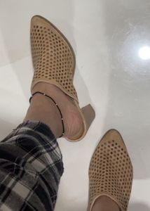 New Chic Tan Heeled Mules