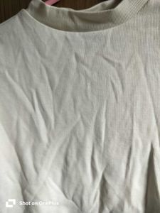 off White Long Sleeve Mock Neck Top
