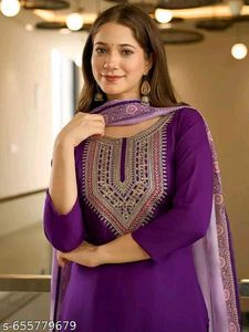 Elegant Purple Embroidered Kurta Set