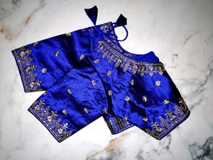 Royal Blue Heavy Gold work Blouse