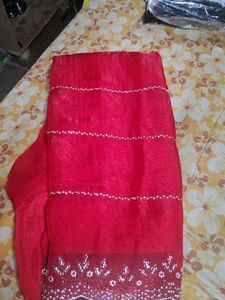 Red  saree Jimmy Choo